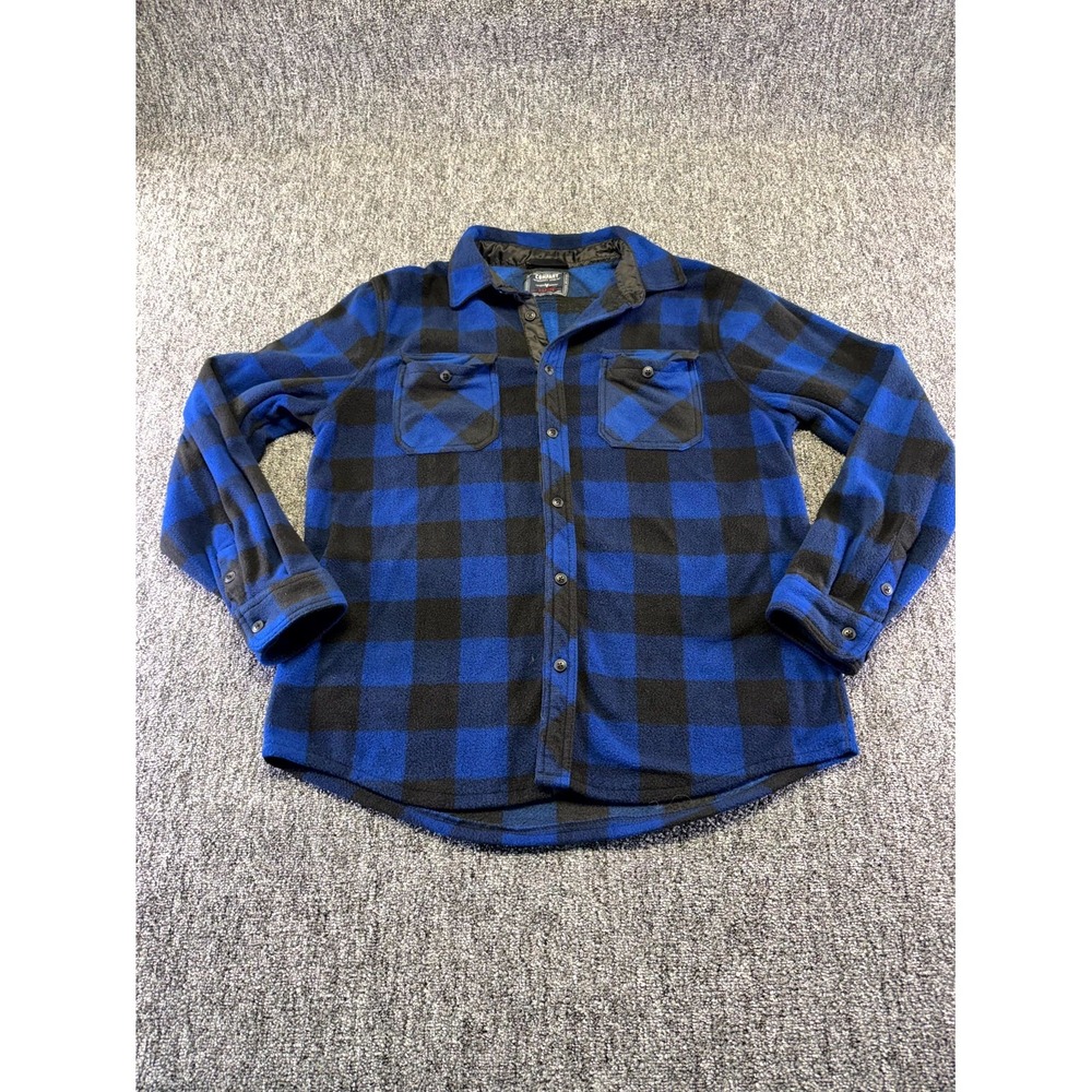 Company Eighty One Flannel Shirt Mens XL Blue Black Plaid Flap Pockets Button Up